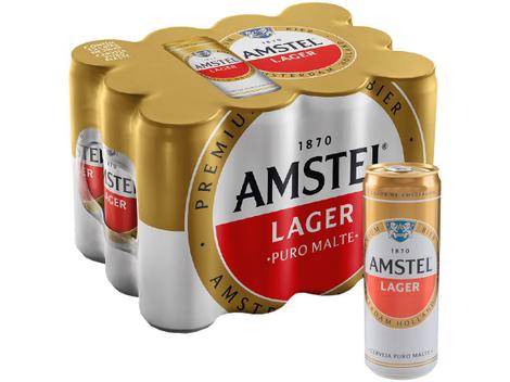 Cerveja Amstel Lager Puro Malte 12 Unidades - Lata 350ml