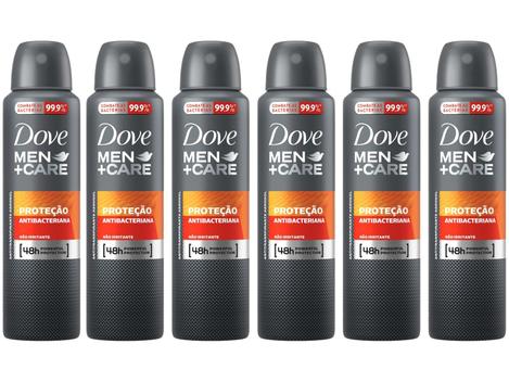 Kit com 6 Unidades Desodorante Antitranspirante Aerossol Dove Men Antibacteriano 150ml