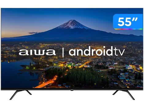 Smart TV 55” 4K Ultra HD D-LED Aiwa IPS Android Wi-Fi Bluetooth Google Assistente 4 HDMI 2 USB - AWS-TV-55-BL-01-A