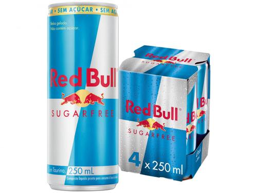 4 Unidades Energético Red Bull Energy Drink Sem Açúcar - 250ml