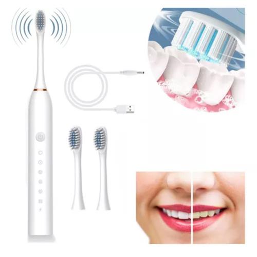 Escova Dental Portátil Elétrica Cabo USB Recarregável Cerdas Suave 3 Modos de Escovação - Teeth Cleaner