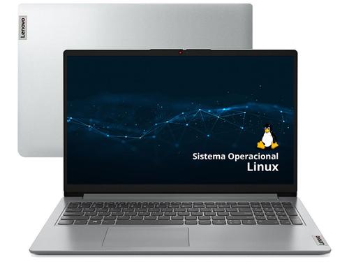 Notebook Lenovo Ultrafino IdeaPad 1 Ryzen 5-7520U 8GB RAM SSD 256GB AMD Radeon 610M Integrado 15.6" HD Linux Cloud Grey - 82X5S00100