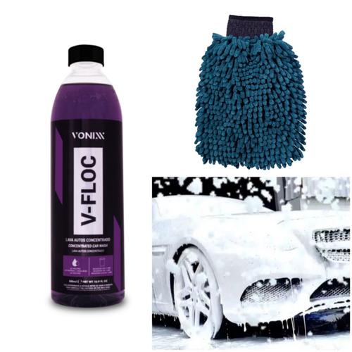 Shampoo De Carro V-floc 1,5 + Luva Microfibra Macia Vonixx