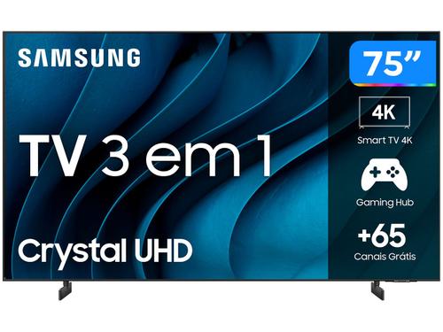 Smart TV 75" Samsung Crystal UHD 4K 3 HDMI 2 USB Bluetooth Wi-Fi Gaming Hub Tela sem limites Alexa built in - UN75CU8000GXZD
