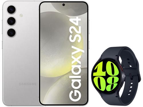Smartphone Samsung Galaxy S24 6,2” 256GB Cinza 5G + Smartwatch Watch6 BT 44mm Grafite
