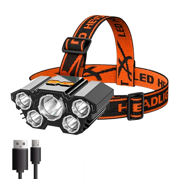 Lanterna de Cabeça Recarregável USB LED Farol