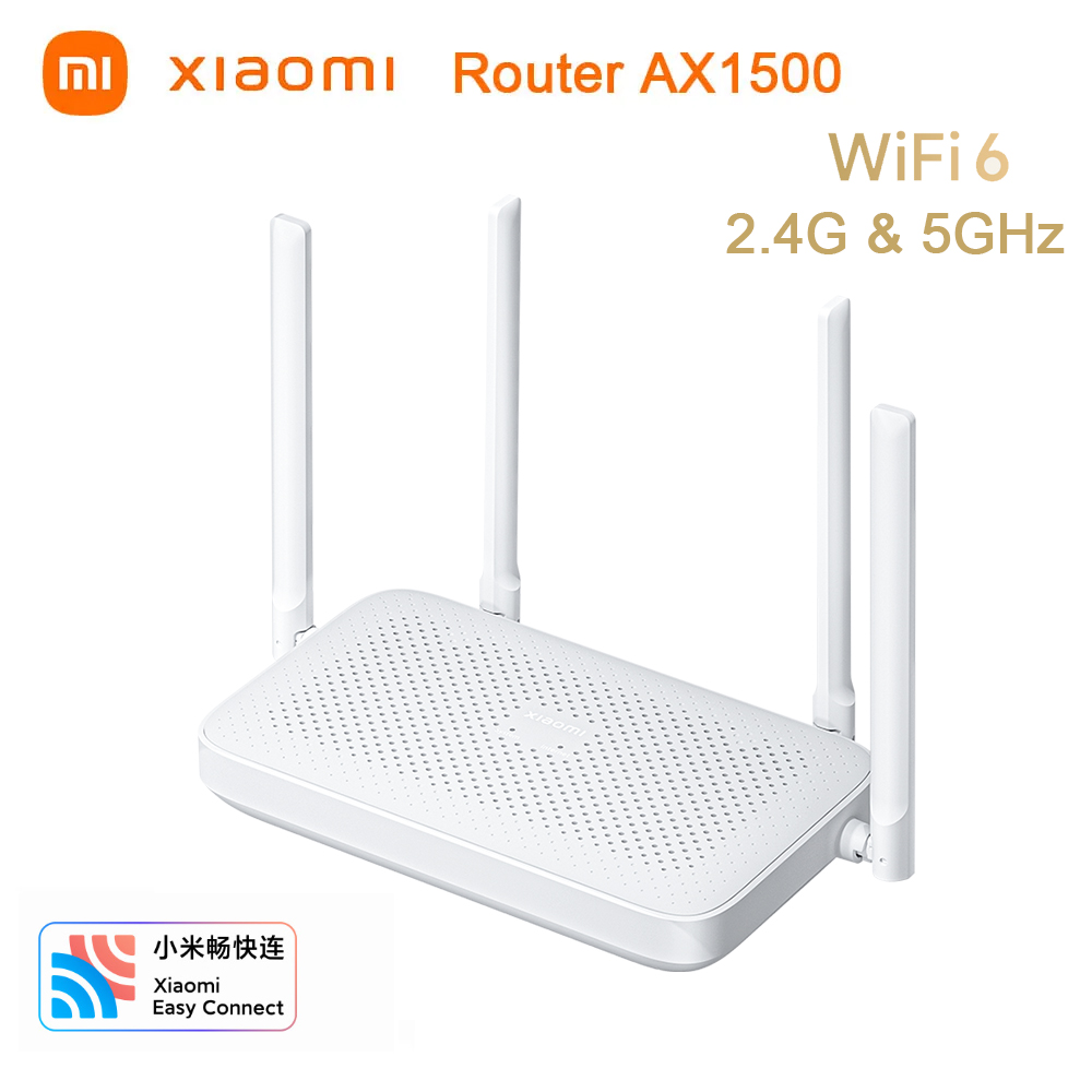 Roteador Xiaomi AX1500 de Banda Dupla 2.4G 5GHz WiFi 6 1501Mbps Porta Gigabit Ethernet