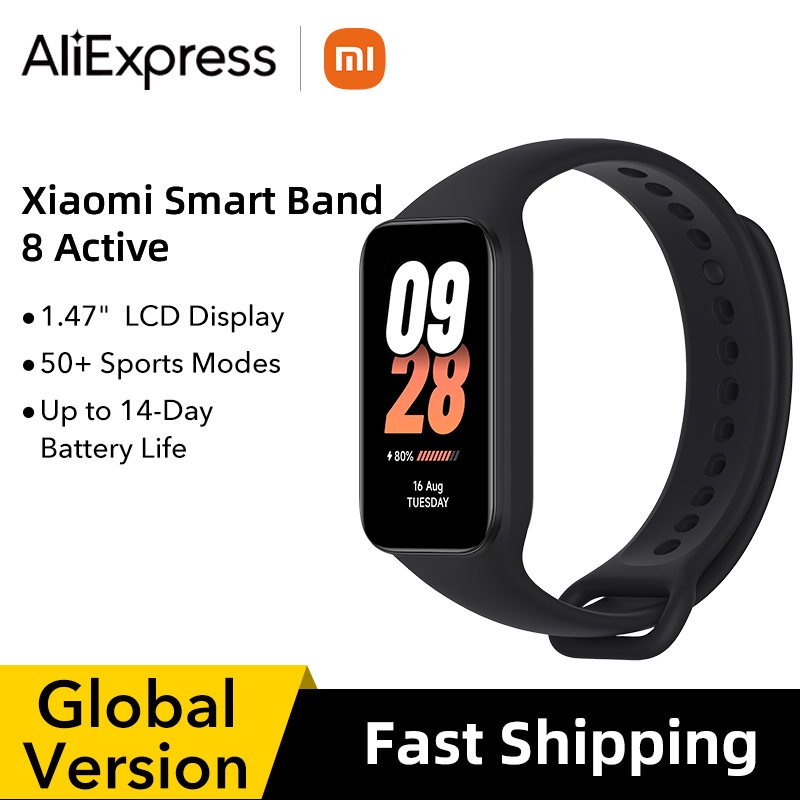 [G Pay] Xiaomi Smart Band 8 Active Versão Global com Monitor de Freqüência Cardíaca, Impermeável, 5ATM, + de 50 Modos esportivos