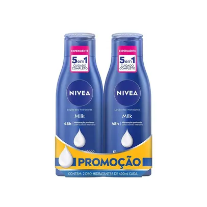 Kit Loção Hidratante Nivea Body Milk 400ml com 2 Unidades