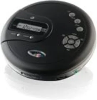 Leitor de CD portátil com rádio FM e fones de ouvido estéreo - Preto com proteção contra saltos