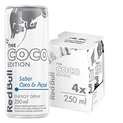 Energético Red Bull Energy Drink, Coco e Açaí, 250ml (4 latas)
