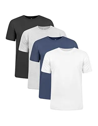 Kit 4 Camisetas 100% Algodão 30.1 Penteadas (Preto, Mescla, Marinho, Branco, M)