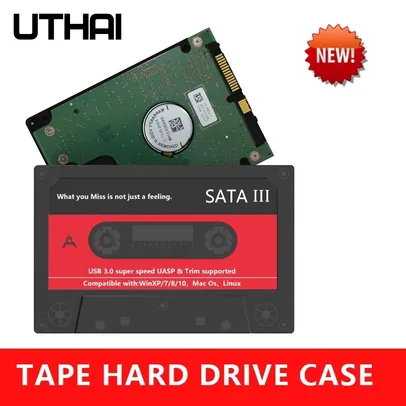 UTHAI T46 Gabinete de Disco Rígido Externo, USB 3.0, SATA, HDD, SSD, Gabinete de fita, UASP para PC, Notebook, 2.5