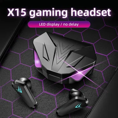 X15 TWS Sem Fio Bluetooth Headset, Display LED Gamer Earbuds com Microfone, A