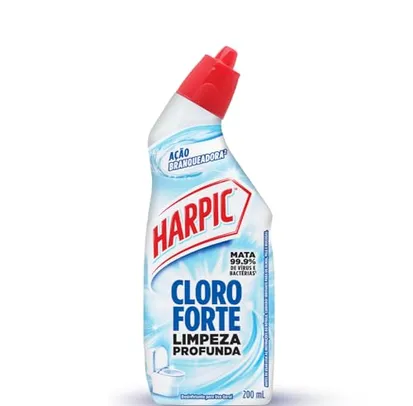 [REC/Leve 20 R$ 73,48] Harpic Cloro Forte - Desinfetante Sanitário Líquido Desodorizador, 200ml, Azul