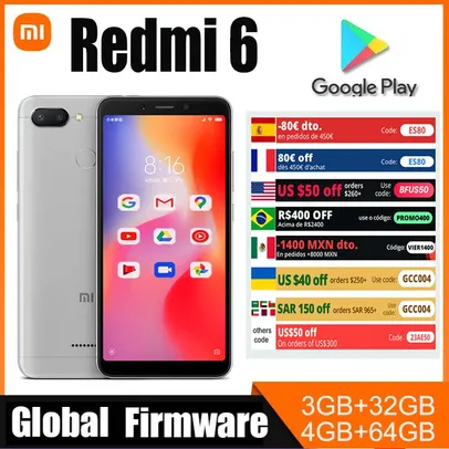 [Taxa Inclusa] Xiaomi Smartphone Redmi 6 - 3g 32gb