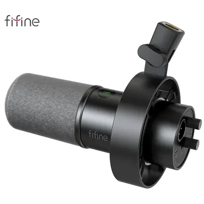 [Taxa inclusa/moedas] Microfone dinâmico Fifine K688, com conexão USB e XLR - Botão de mudo, Controle de volume, Controle de ganho