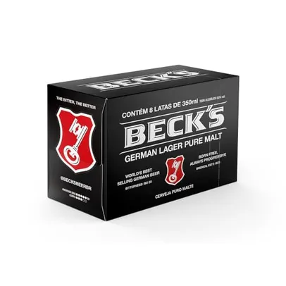 (PRIME) Pack Cerveja Becks Lata Sleek 350ml - com 08 unidades