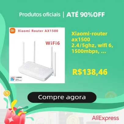 Roteador Xiaomi-AX1500,  WiFi 6, 1501Mbps, Mesh