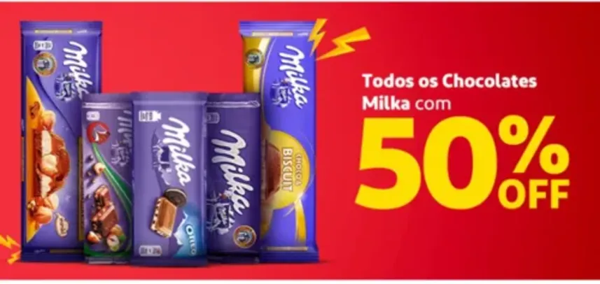 Chocolates Milka 50% de desconto