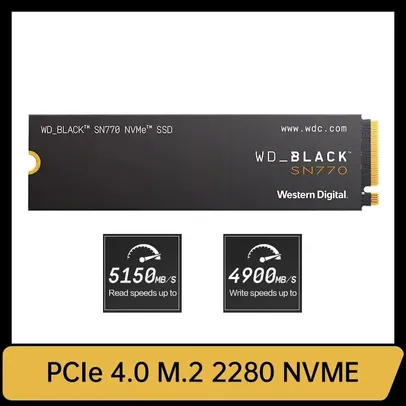 [Taxa inclusa/Moedas] SSD Nvme Western Digital WD Black SN770 de 500gb de Armazenamento - PCIe 4.0 X4, L: 5000MB/s E: 4000MB/s