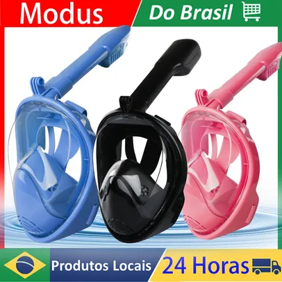 [Do Brasil] Máscara de mergulho facial para crianças, snorkel, gopro câmera titular,
