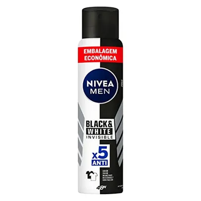 [REC/Leve +Por- R$9.6] NIVEA MEN Desodorante Antitranspirante Aerossol Invisible Black & White 200ml