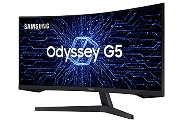 (APP) Samsung ‎C34G55TWWL Odyssey 34' - Monitor Gamer Curvo, WQHD, 165Hz, 1ms, tela ultrawide, HDMI, Display Port, Freesync Premium, preto, série G5