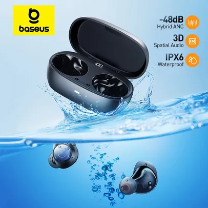 Baseus Bowie MA10 Pro Fones de Ouvido Sem Fio Bluetooth 5.3, Cancelamento de Ruído Ativo 48dB, Bateria 40H