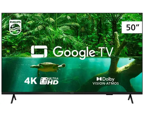 Smart TV 50" UHD 4K Philips 50PUG7408/78, Google TV, HDR10+, Dolby Vision, Dolby Atmos, Bluetooth 5.