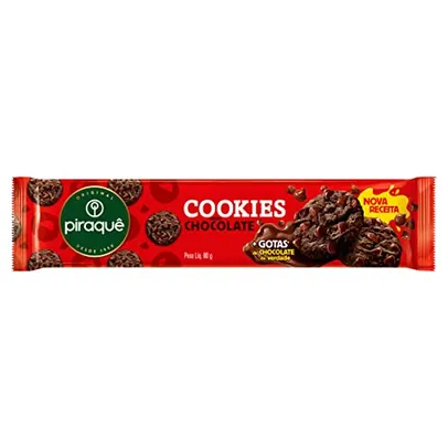 Piraquê Biscoito Cookie Chocolate, Pacote 80g