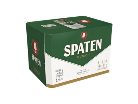 [3,39 UN] Pack Cerveja Spaten, Puro Malte, 350ml, Lata - 12 Unidades