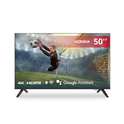 Smart TV Konka LED 50" UHD 4K, Design sem bordas, comando por voz, Google Assistant e Android TV com Bluetooth KDG50