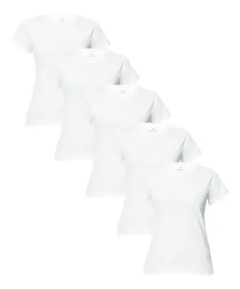 Kit 5 Camisetas Manga Curta Feminina Branca Hering Oferta