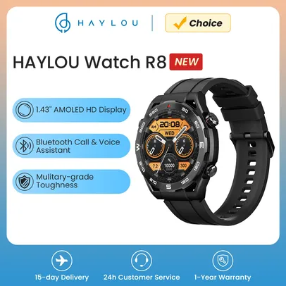 Relógio Inteligente HAYLOU R8 com Tela AMOLED de 1,43" e Ligações por Bluetooth