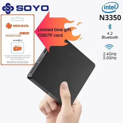 [Taxa Inclusa/Moedas] SOYO Mini PC com Intel N3350, 6GB RAM, 64GB EMMC e Windows 10