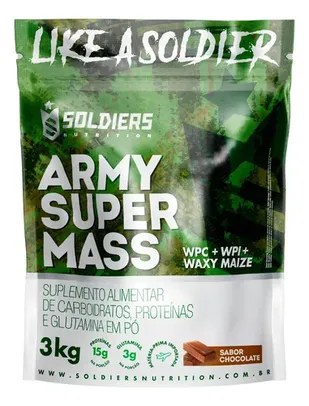 Hipercalórico Army Super Mass 3Kg - Sabor Chocolate - Soldiers Nutrition