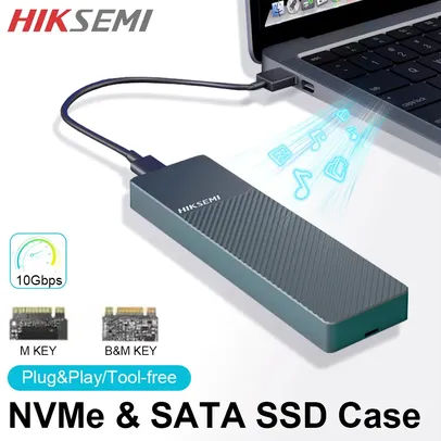 [TAXA INCLUSA - MOEDAS] HIKSEMI Case SSD Allumínio USB C 3.1 NVME ou SATA PCIe
