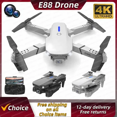 [Com taxa/Moedas] Drone Dobrável Dual HD E88Pro