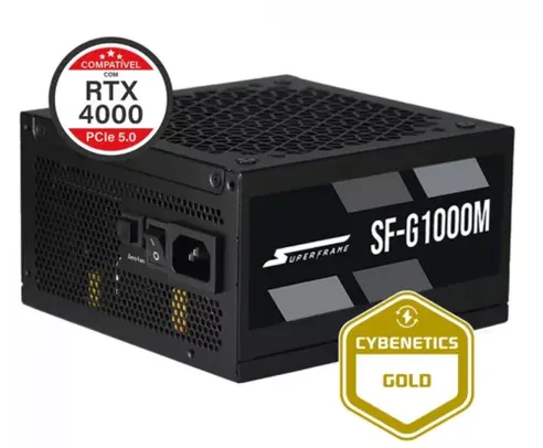 Fonte SuperFrame, 1000W, 80 Plus Gold, Full Modular, Com Conector PCIe 5.0, PFC Ativo, SF-G1000M