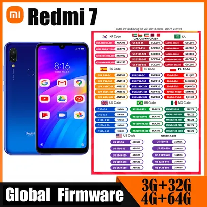 [Taxa Inclusa] Xiaomi Redmi 7 3G 32GB