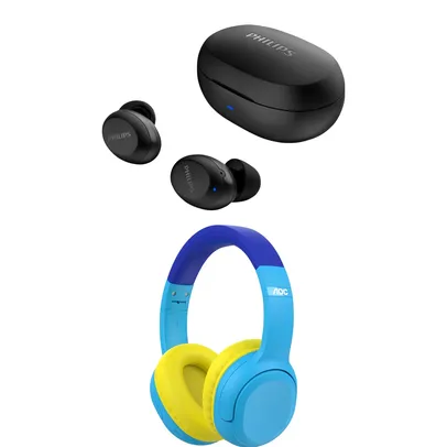KIT PHILIPS Fone de ouvido sem fio TWS bluetooth + AOC - Headphone Bluetooth Luccas Neto