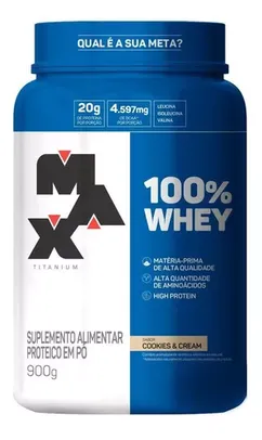 Suplemento em pó Max Titanium 100% Whey proteínas 100% Whey sabor cookies & cream em pote de 900g
