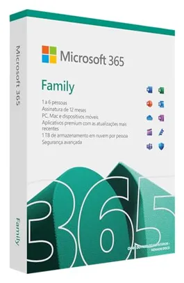 Microsoft 365 Family | Office 365 apps | 1TB na nuvem por usuário | até 6 usuários Assinatura Anual