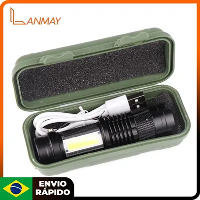 [BR/Moedas] Lanmay Lanterna Luz Forte Multi-função Led Tática Iluminação Portátil