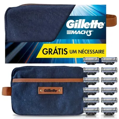Gillette 1 Kit Mach3, Carga para Aparelho 12 Uds + 1 Nécessaire