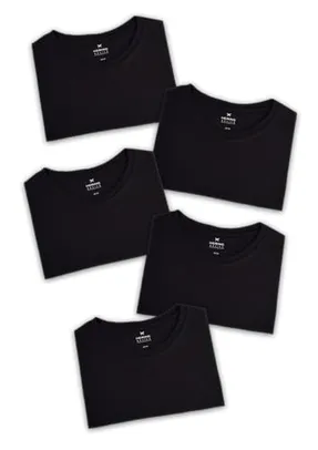 Kit Com 5 Camisetas Masculinas Básicas Branco XG