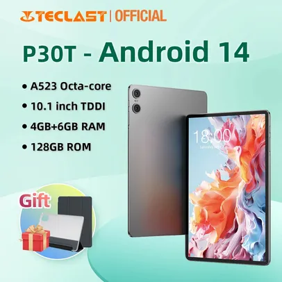 Tablet Teclast P30T, Android 14, 10.1", A523, 8 núcleos, 4GB+6GB de RAM, 128GB ROM, Tipo-C, 6000mAh