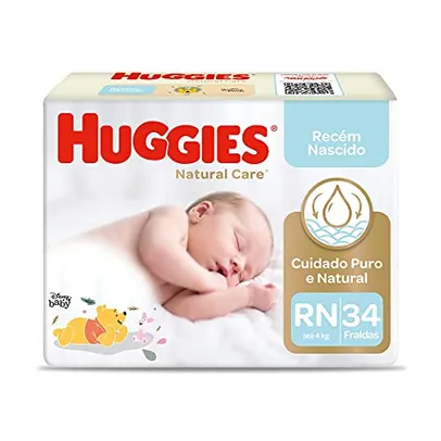 ( Rec) Huggies NATURAL CARE RN - Fralda recém-nascido, 34 unidades