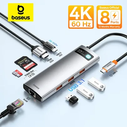 Baseus Hub 8 in 1 | 4k@60Hz | 3x USB 3.1